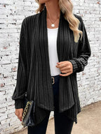 Women's Trendy Cardigan with Textured Design and Open Cut