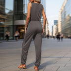 Women's Jumpsuit with Functional Pockets and Zipper