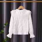 Women's Blouse with Voluminous Ruffle Collar