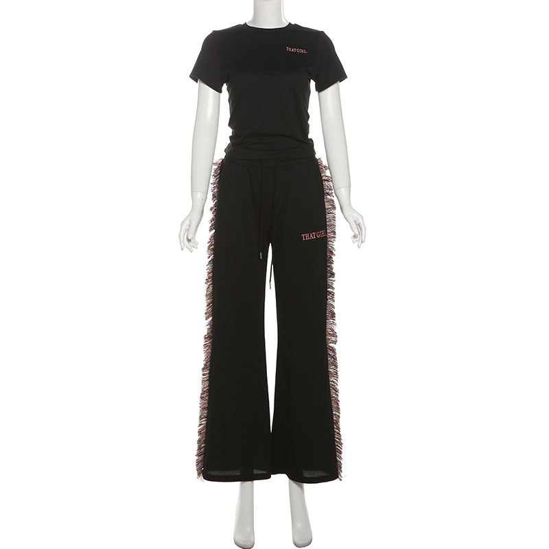 Women's Leisure Suit with Fringed Details