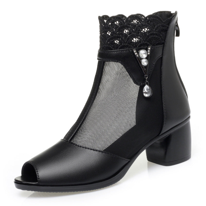 Women's Breathable Ankle Boots with Lace Trim