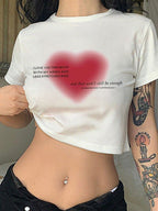 Women's Cropped T-Shirt with Cherry Print