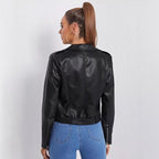 Women's Biker Jacket with Asymmetrical Zipper