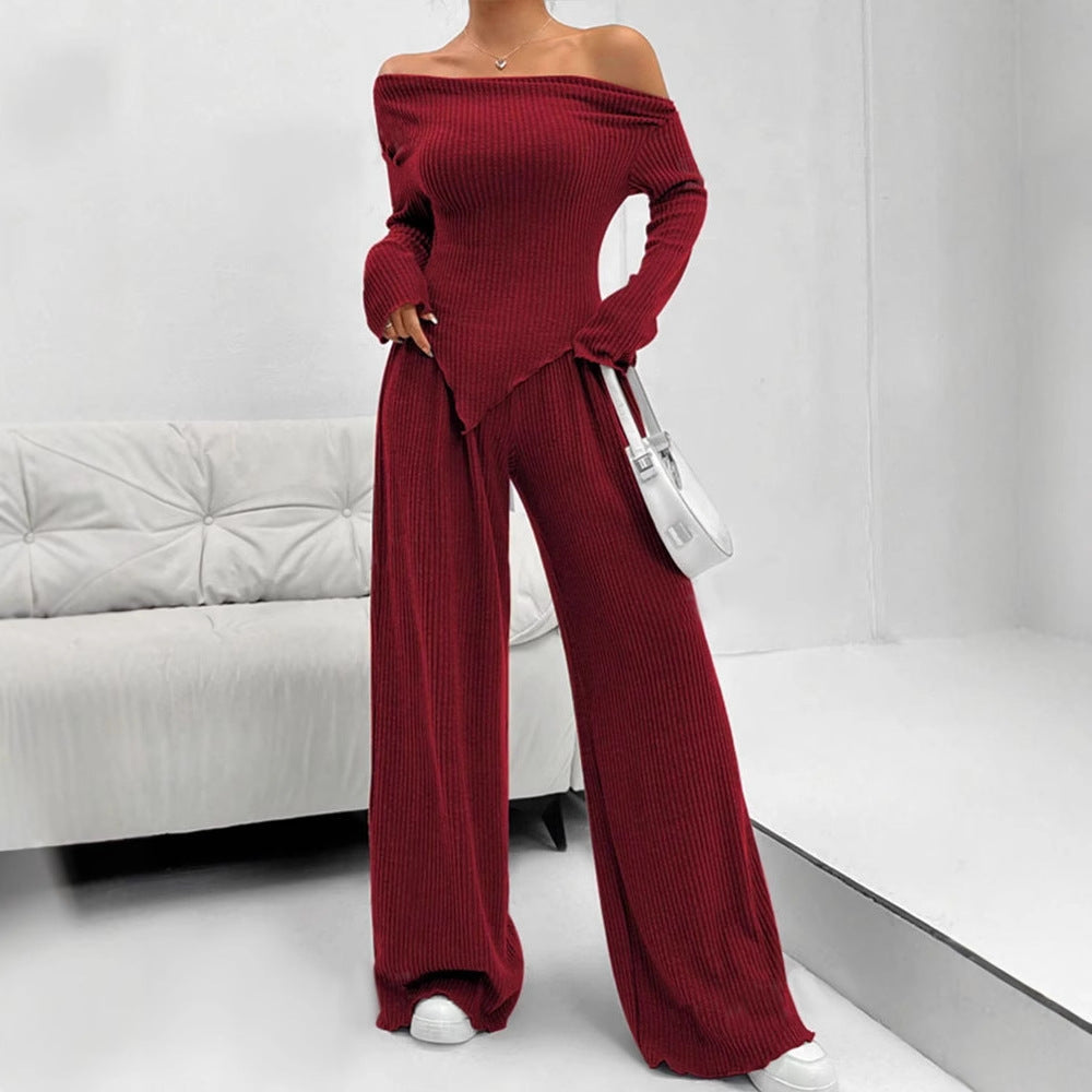 Long Sleeve Asymmetric Neckline Jumpsuit