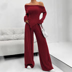 Long Sleeve Asymmetric Neckline Jumpsuit