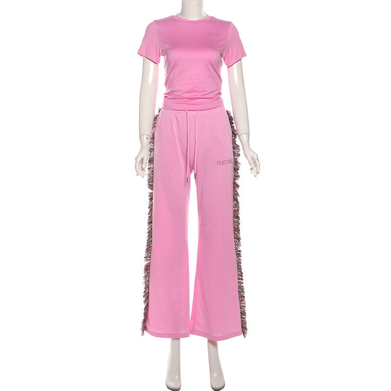 Women's Leisure Suit with Fringed Details