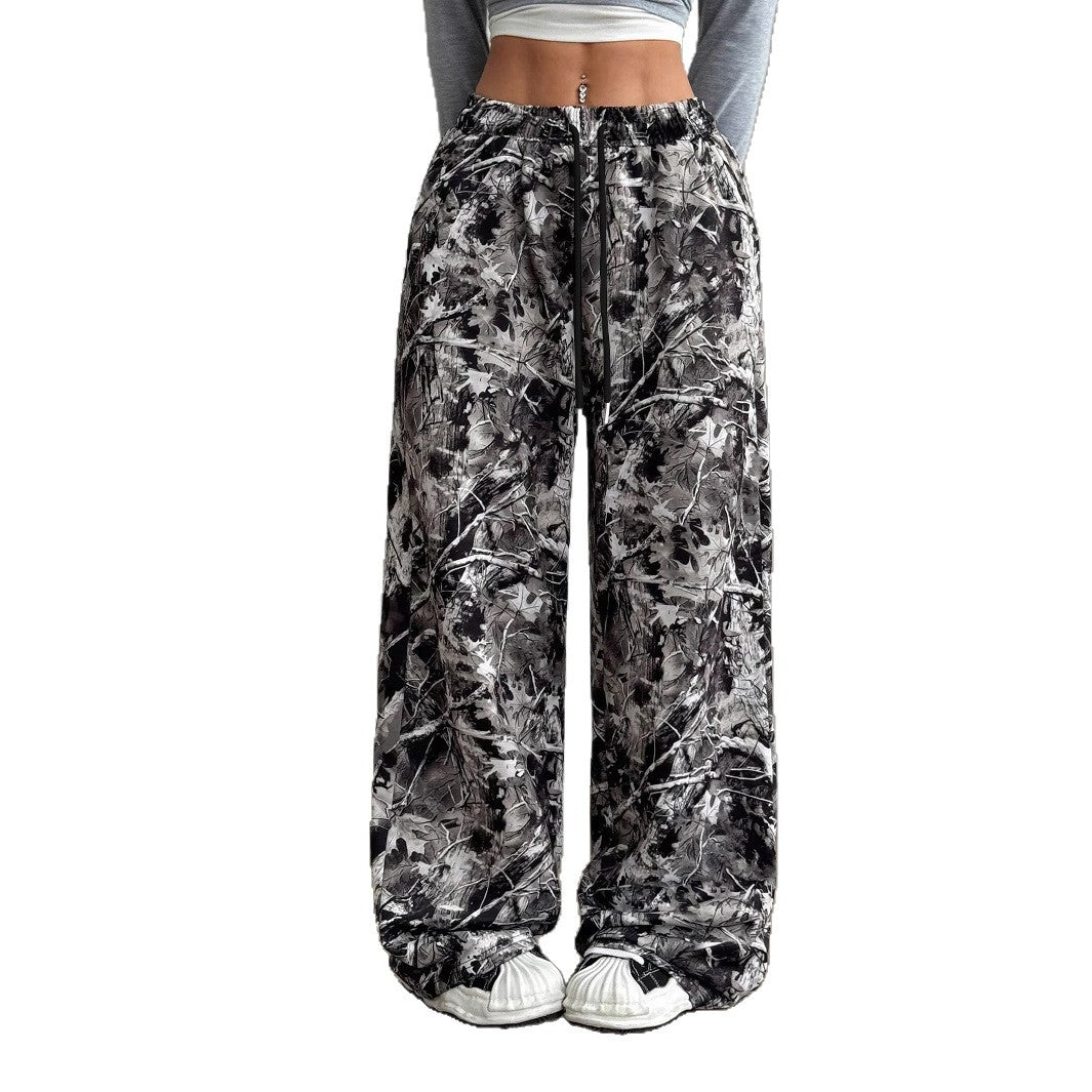 Women's Comfortable Floral Casual Pants with Elastic Waist