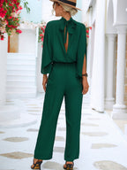 Women's Jumpsuit with High Collar and Flowing Sleeves