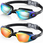 Swim goggles with adjustable head strap and anti-fog technology
