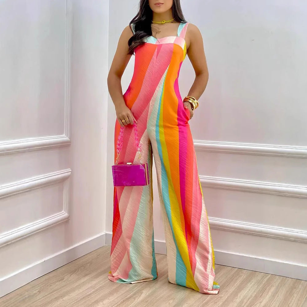 Women's Floral Print Wide-Leg Jumpsuit