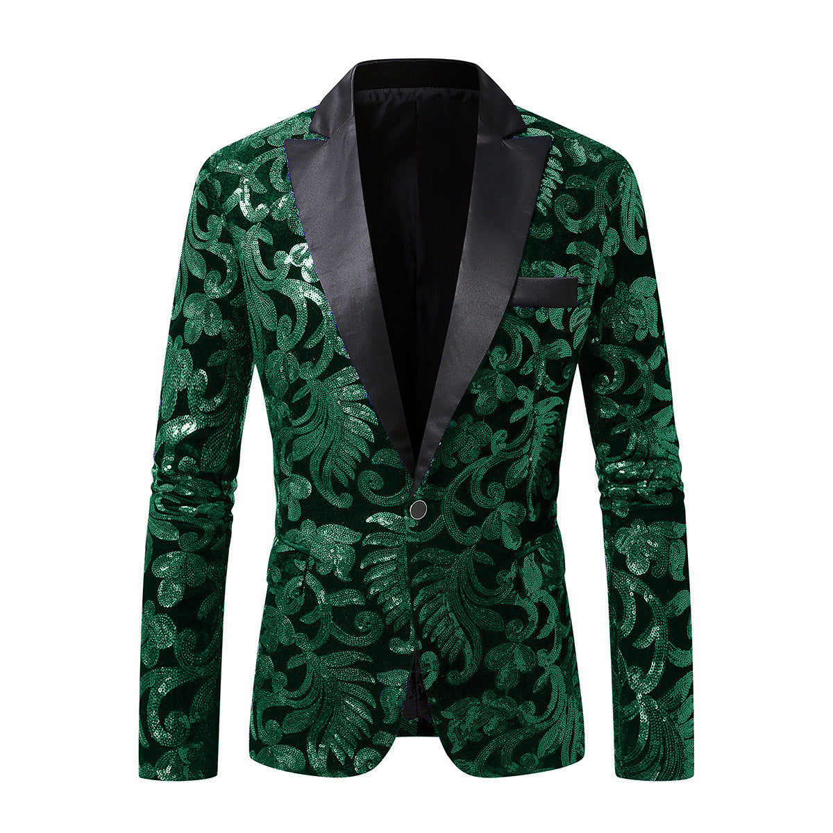 Elegant Sequin Blazer with Floral Design