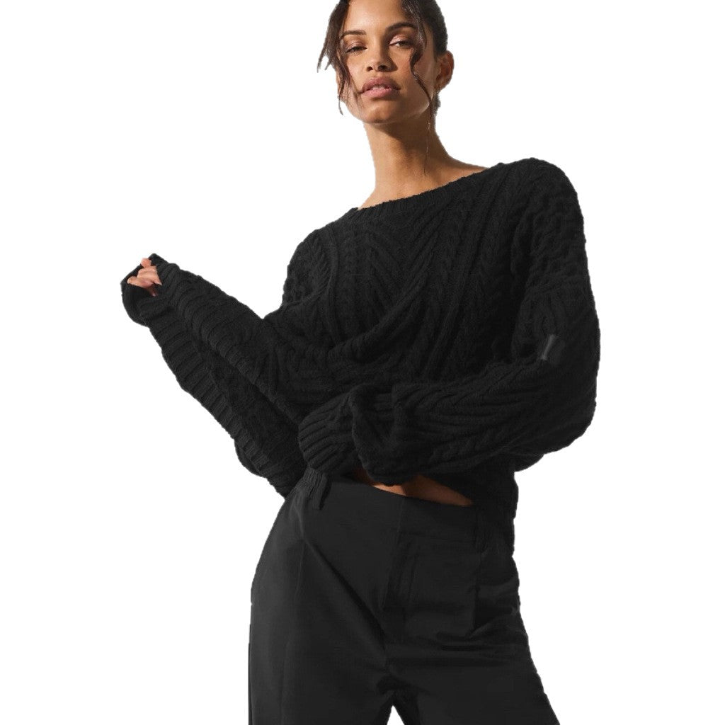 Women's Chunky Knit Sweater with Fashionable Structure Design