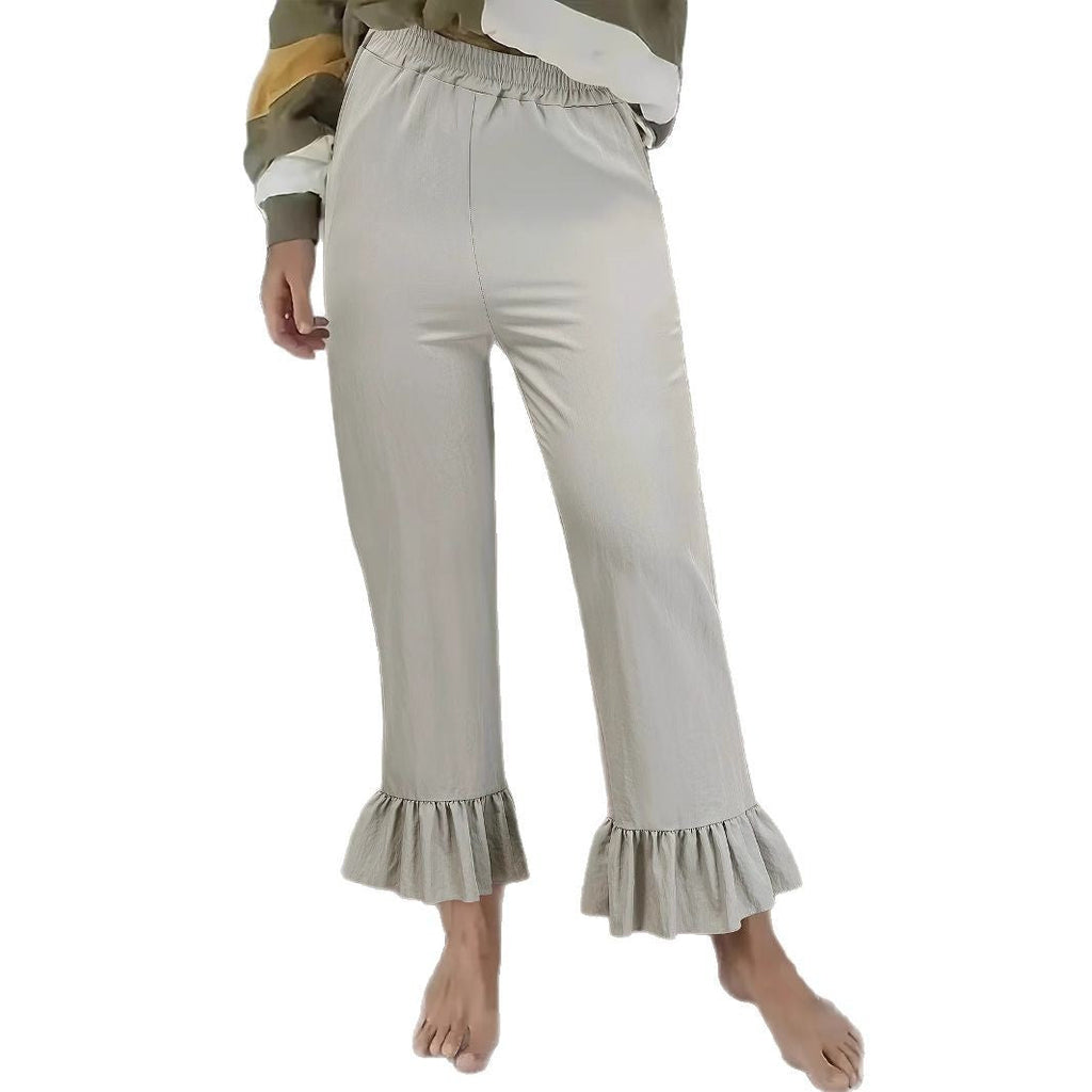 Women's Casual Pants with Ruffle Hems