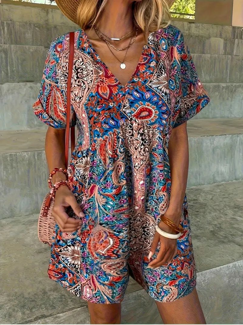 Casual V-Neck Wrap Jumpsuit