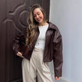 Women's Cropped Jacket with Sturdy Collar and Practical Pockets