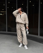 Women's Cozy Fleece Jogging Suit Set with Hood and Elastic Waistband