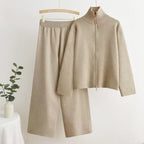 Women's Cozy Knit Loungewear Set with High Collar