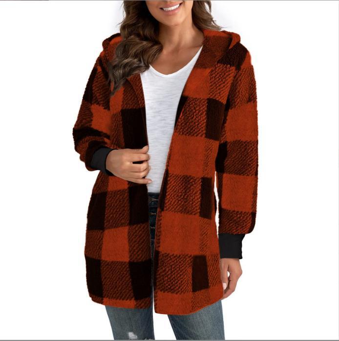 Women's Long Plaid Coat in Soft Material