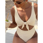 Women's Swimsuit with Knot Design and Side Cut-Outs
