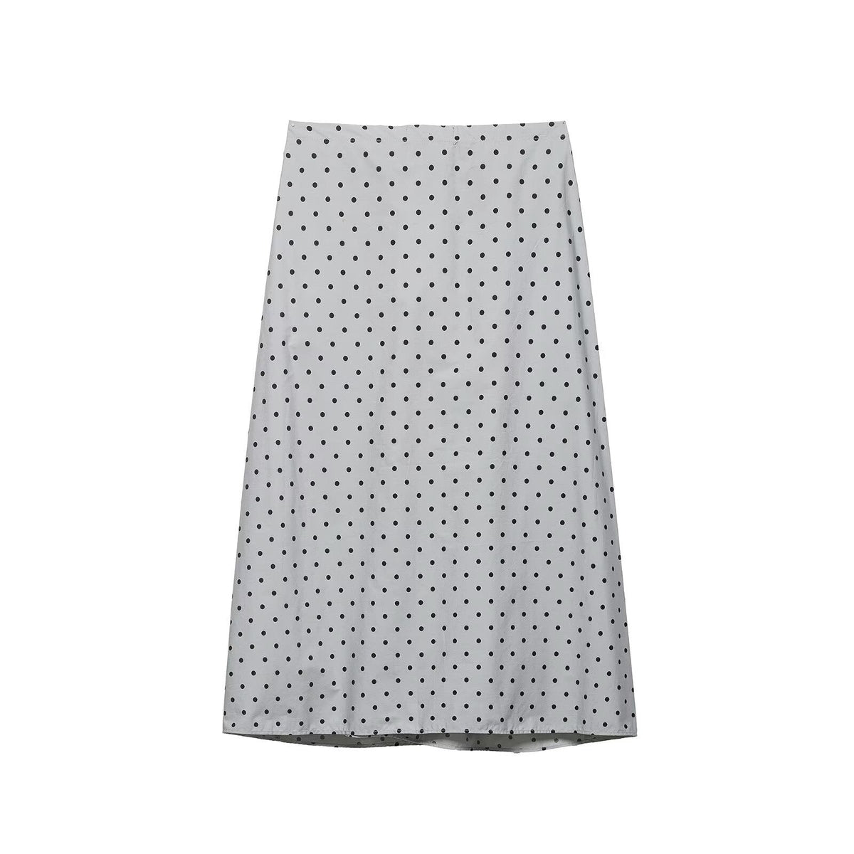 Women's Polka Dot Midi Skirt with Elastic Waist
