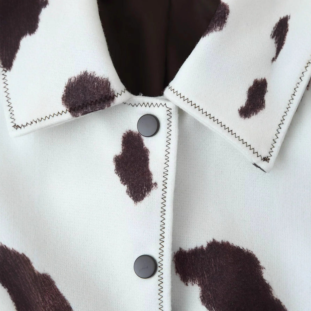 Women's Cropped Animal Print Faux Leather Jacket