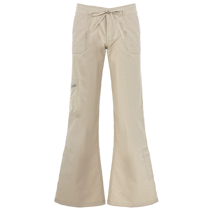Women's Comfortable Cargo Pants with Elastic Waistband and Practical Side Pockets