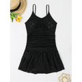Women's Swim Dress with Ruffle and Adjustable Lacing