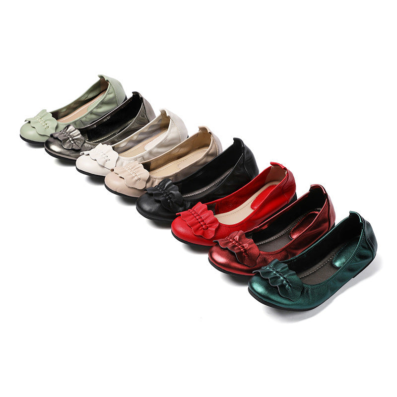Women's Ballet Flats with Decorative Bow Accent and Non-Slip Sole