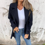 Women's Double-Breasted Fleece Coat with Large Lapel