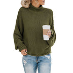 Women's Cozy High-Neck Sweater with Textured Knit