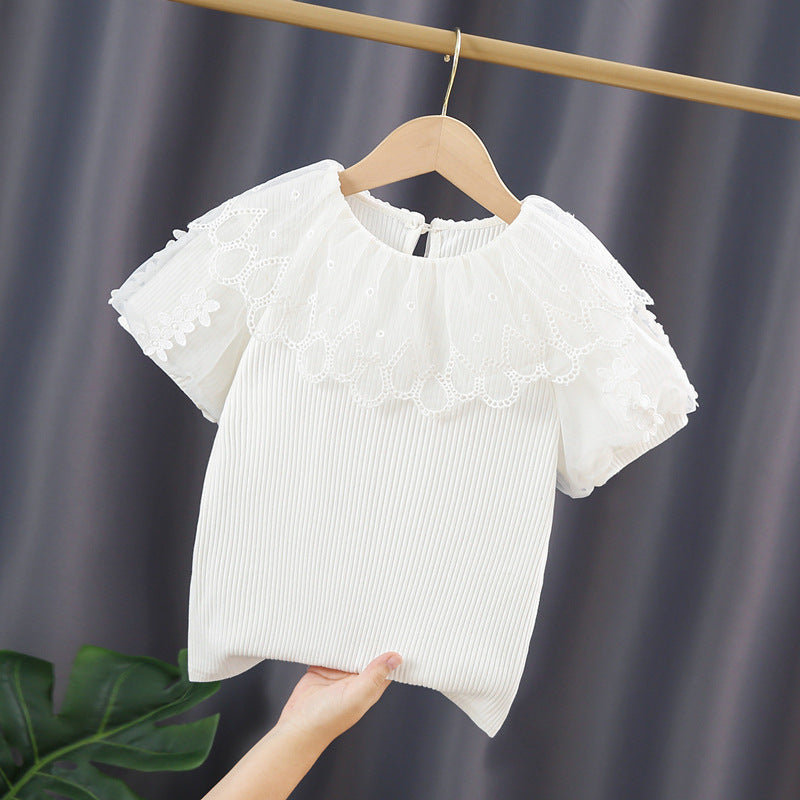 Women's Blouse with Crochet Trim