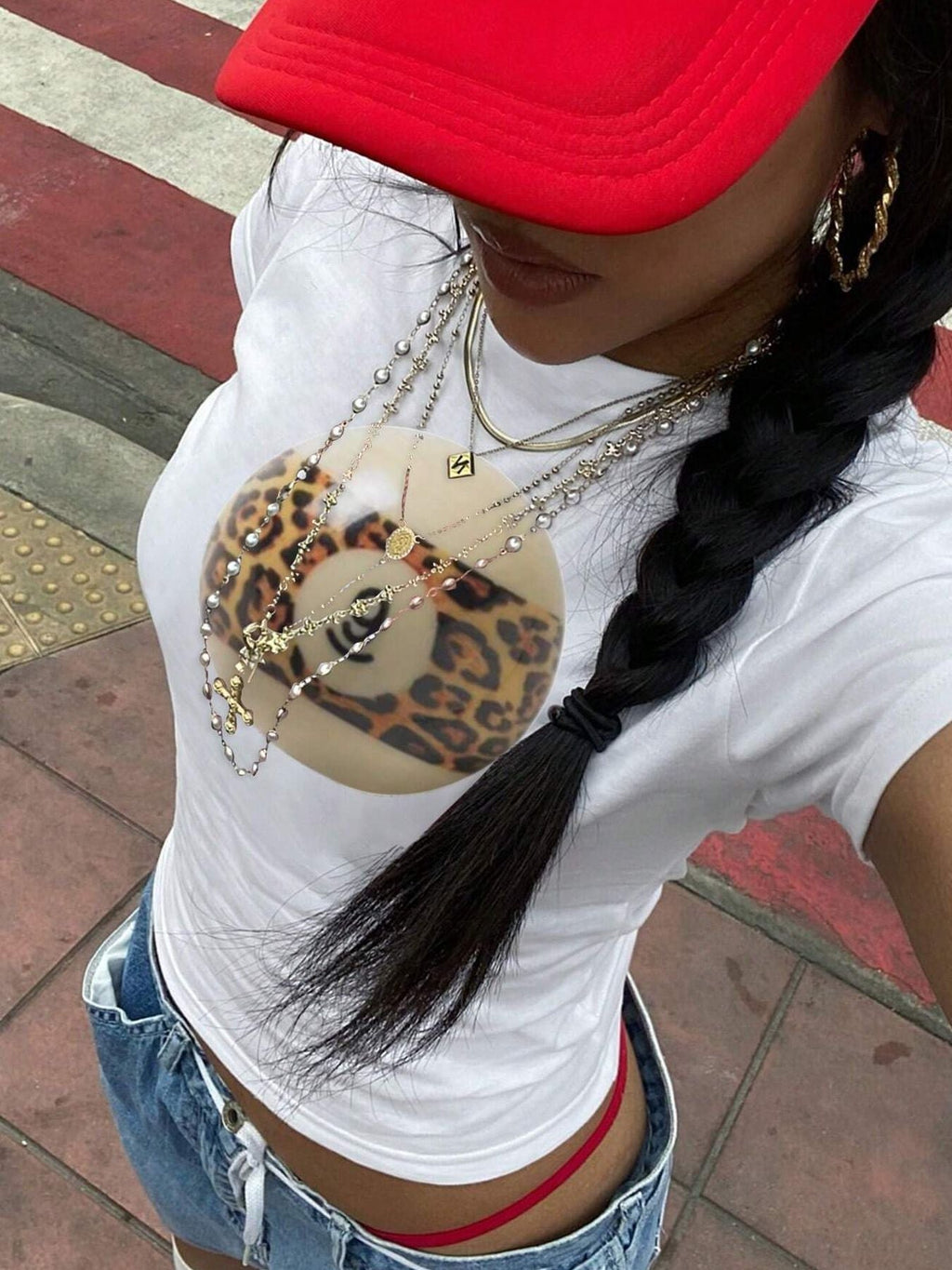 Women's Crop T-Shirt with Retro Phone Design