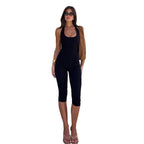 Women's Long-Sleeve Jumpsuit with Deep Neckline and Fitted Design