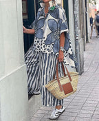 Casual Blouse and Palazzo Pants Set