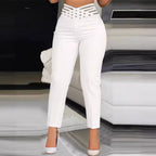 High-Waisted Trousers with Decorative Detail