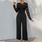 Elegant Jumpsuit with Lace Bodice and Fitted Waist