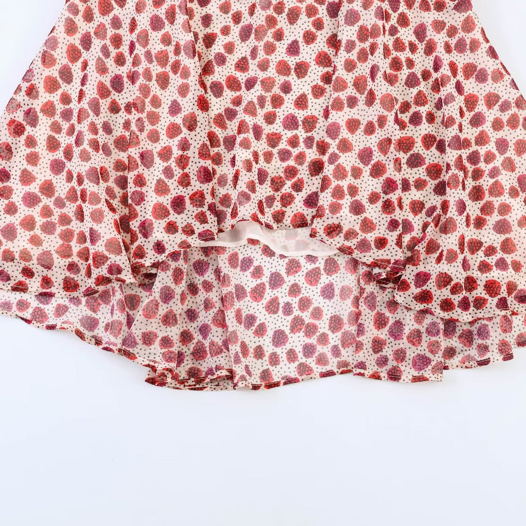 Women's Flowy Ruffle Skirt with Playful Polka Dot Design