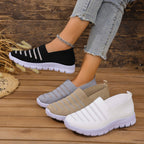 Women's Breathable Slip-On Sneakers with Elastic Upper and Non-Slip Sole