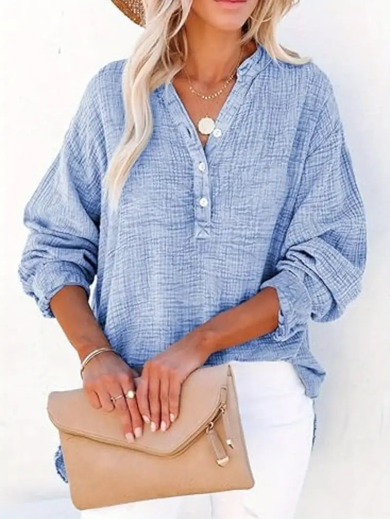 Casual Cotton Button-Down Blouse