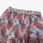Women's Maxi Skirt with Voluminous Ruffles and Graphic Pattern