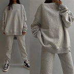 Women's Comfortable Oversized Loungewear Set with High Collar and Elastic Cuffs
