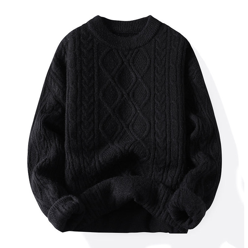 Women's Chunky Knit Sweater with Contemporary Cable Pattern and Classic Crew Neck