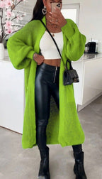 Women's Long Knit Coat with Spacious Pockets