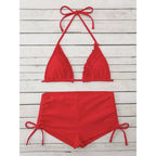 Women's Swimsuit Set with Ruffles and Adjustable Ties