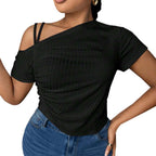 Women's Asymmetrical Ruffle Stretch Top