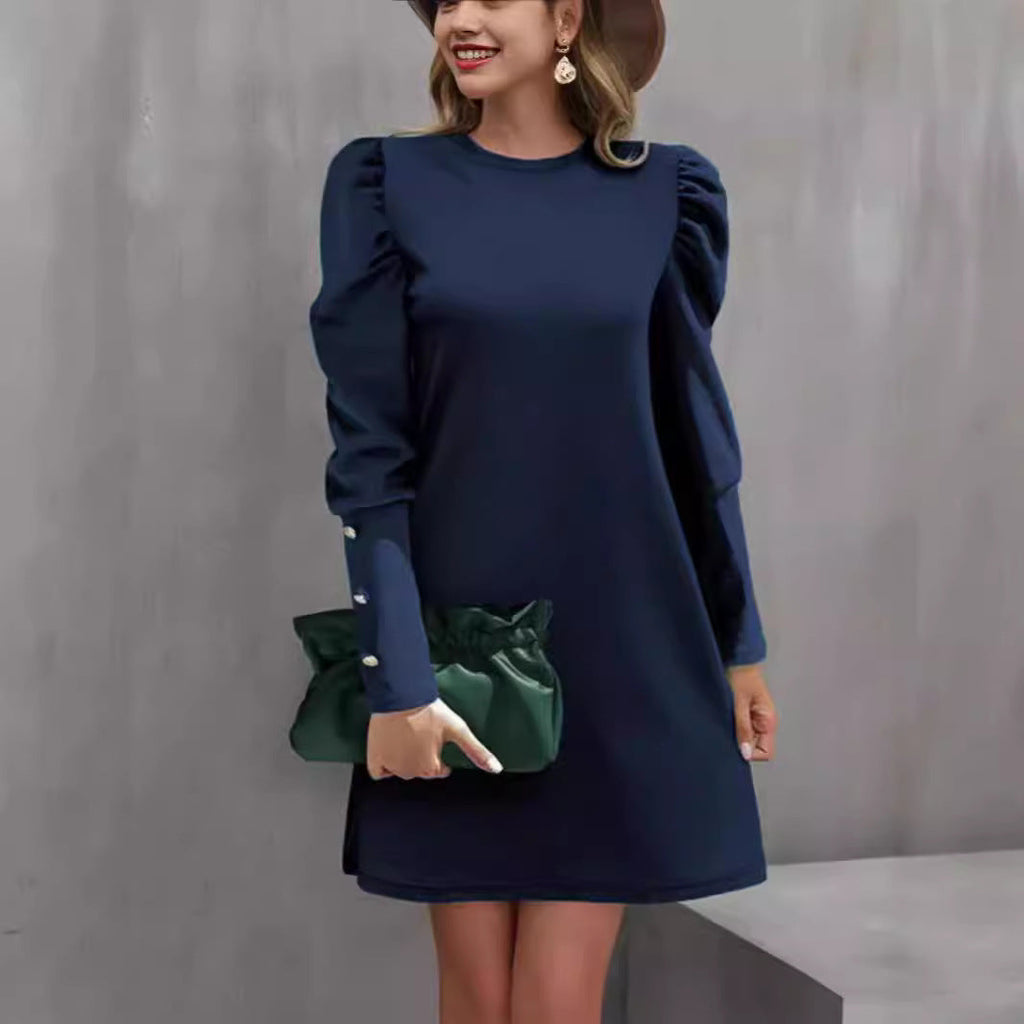 Women's Elegant Puff-Sleeve Dress