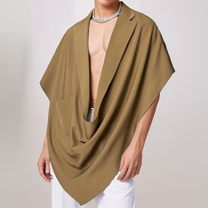 Women's Elegant Oversize Cape Jacket with Practical Pocket Design