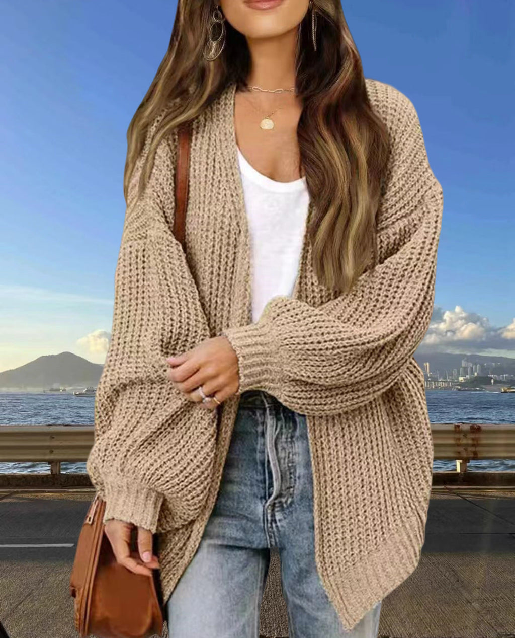 Women's Wide-Cut Chunky Knit Cardigan