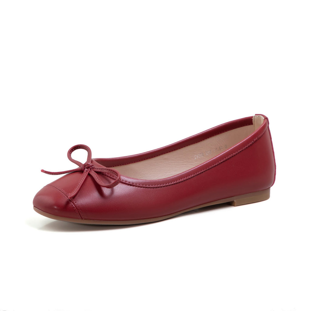 Women's Ballet Flats with Decorative Bow Accent and Non-Slip Sole