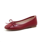 Women's Ballet Flats with Decorative Bow Accent and Non-Slip Sole